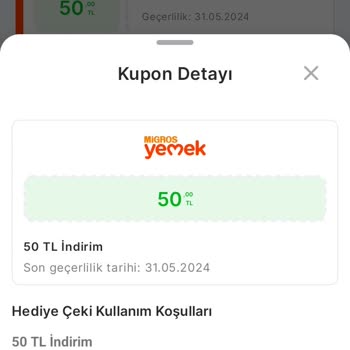 Migros Yemek Aktif Olmayan Kupon Sorunu
