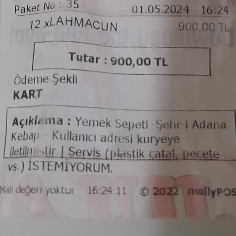 Yemeksepeti Sipariş Ödeme Şekli