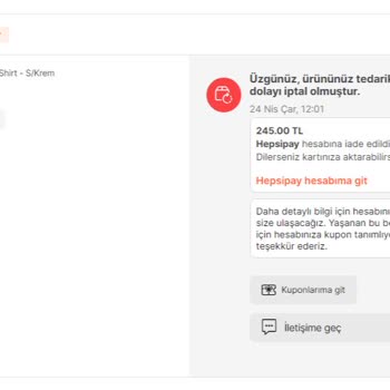 Hepsiburada Temin Edilemediğinden Ürünler İçin Zorunlu Telafi Kuponu Düzenlenmez.