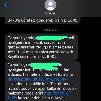 Digiturk Kendi Hatası İçin 450 TL Servis Bedeli İstiyor, Pes!
