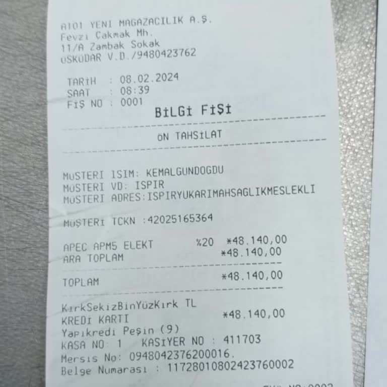 A101 Acil Faturamı Gönderin