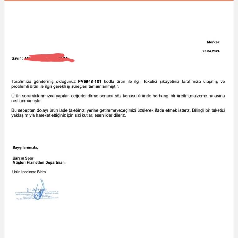 Barçın Spordan Aldığım Ayakkabı Açılmasına Rağmen İade Kabul Etmiyor.