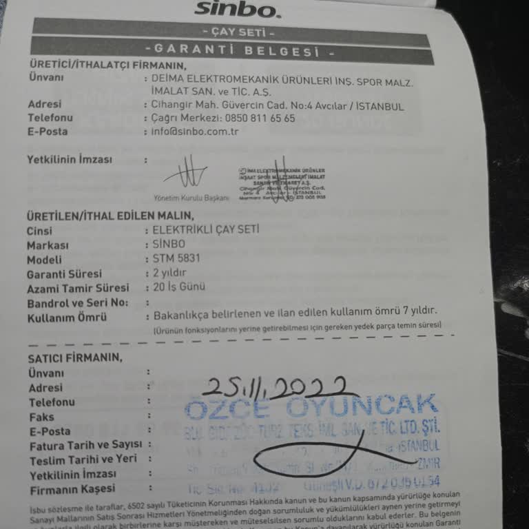 Sinbo Çaycı Bozuldu Isıtmıyor