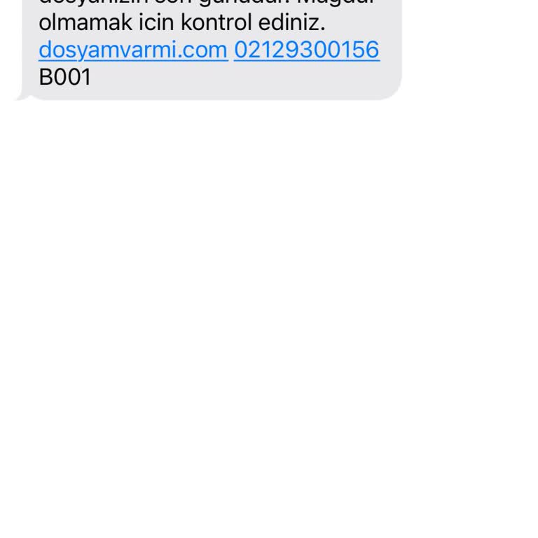 ERESTA (SMS) Erasta'dan Gelen SMS Mesajı