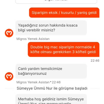 McDonald's Caferağa Yemek Siparişimi Ayıplı Eksik Ürün Gönderdi