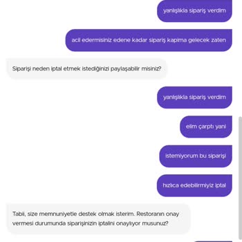 Getir Sipariş İptal Etme Sorumsuzluğu