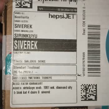 Watsons Hatalı Kargo Gönderimi