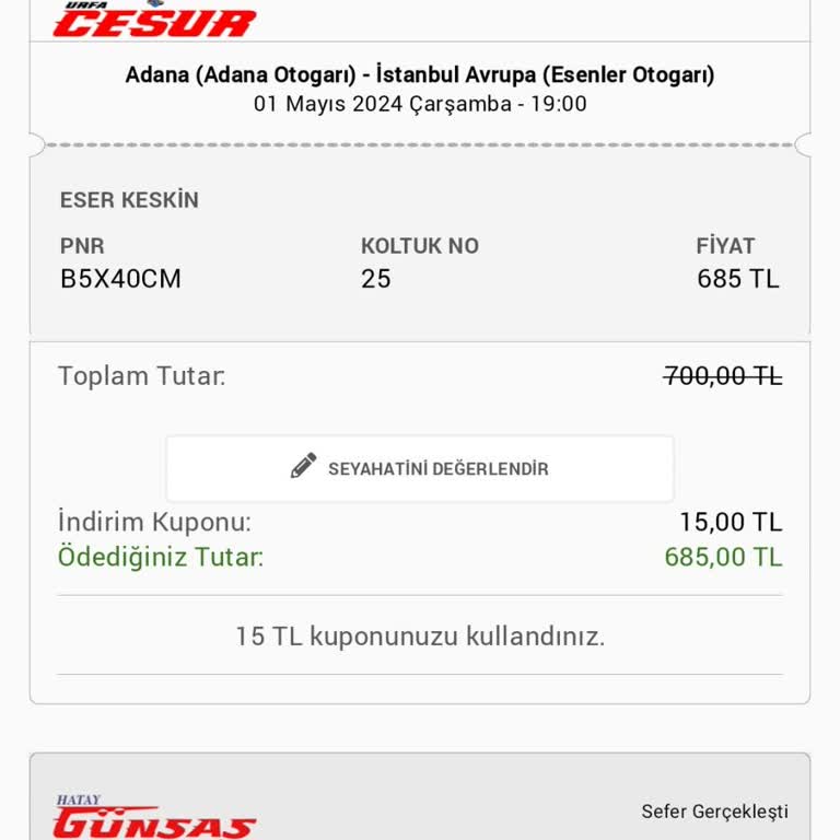 Şanlıurfa Cesur Turizm Yolculuk Kabusu: Adana-İstanbul Arası Hayal Kırıklığı