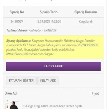 Sefamerve Sonuçlandırılamayan Sipariş Hk.