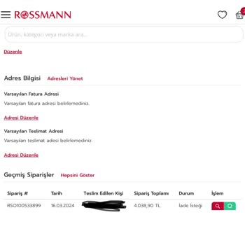 Rossmann 32 Gün Oldu İade Yapmadı