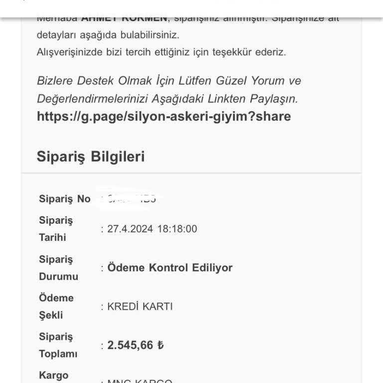 Silyon Askeri Giyim İsimli Firmaya Ulaşılmıyor