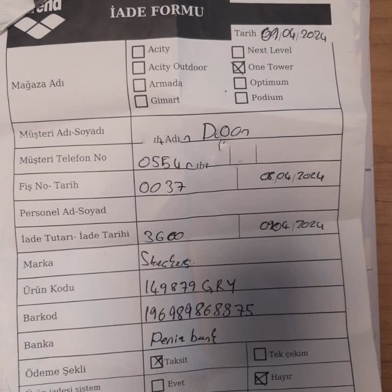 Ankara One Tower Arena - Gökyiğit Spor - Skechers Ayakkabı Şikayet