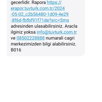 TÜVTÜRK Numarama Ait Yanlış Mesaj Geldi.