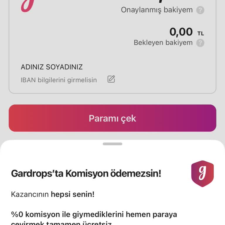 Gardrops Onaylanan Bakiyeyi İbana Aktarmada Hata Veriyor