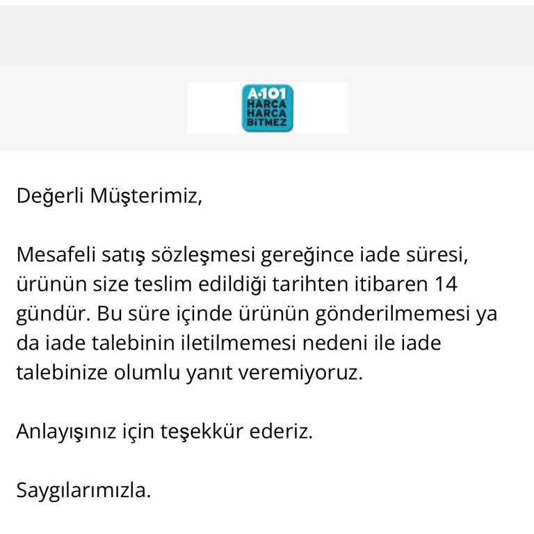A101 Arızalı Ürün Satışı