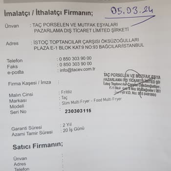 Arızalı Taç Food Multi Fryer.
