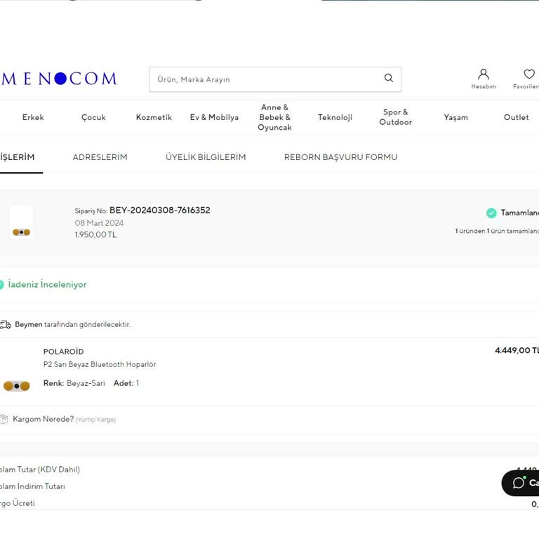 Beymen'den Aldığım Polaroid Marka Hoparlör Kusurlu Çıktı.