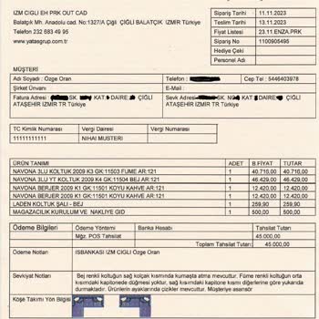 Yataş Enza Home Garanti Kapsamında Tamiri Gerçekleştirmiyor