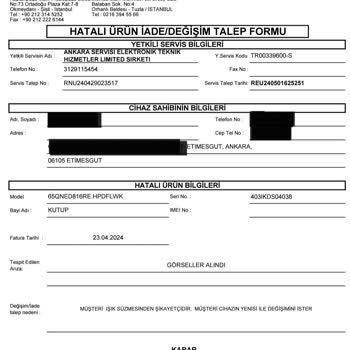 LG Ankara Servisi Ayıplı Malını Kabul Etmiyor