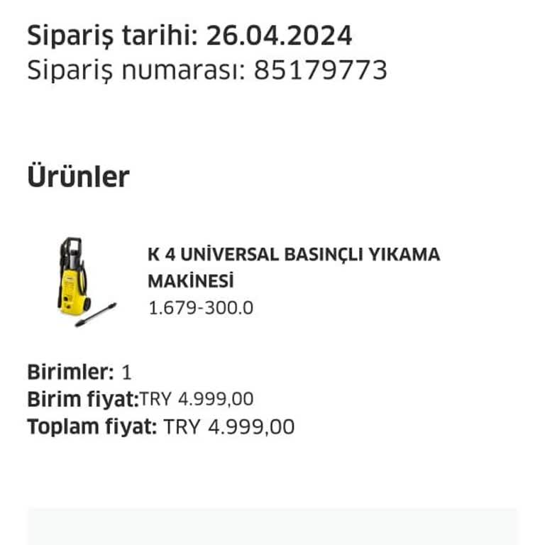Karcher Kargoya Dahi Verilmeyen Sipariş