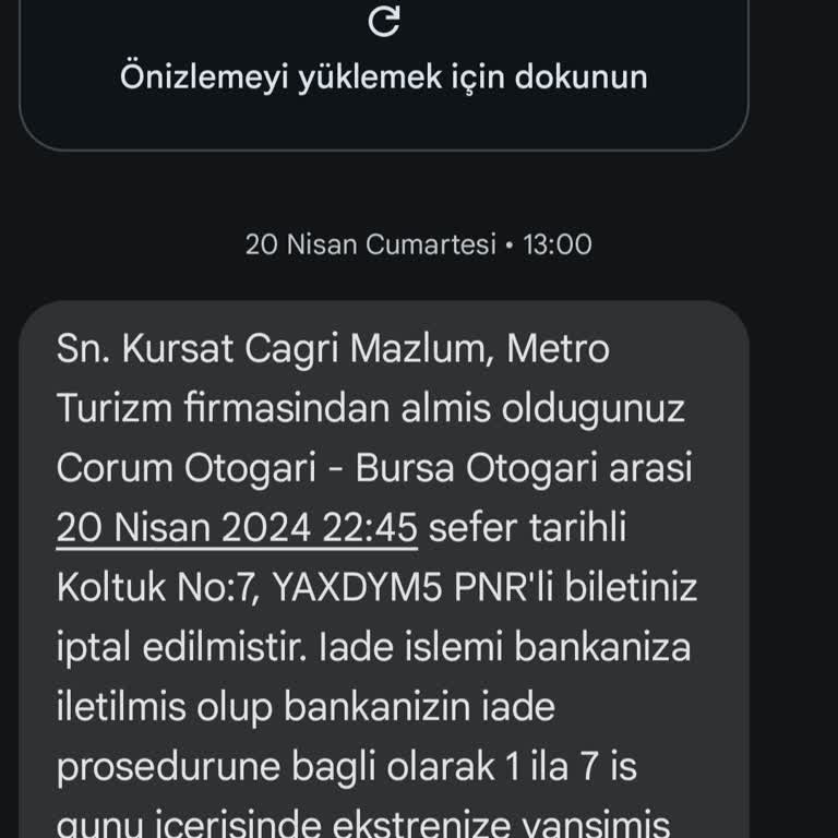Obilet İptal Ettiğim Otobüs Biletimin İadesi Hesabıma Yatmadı.