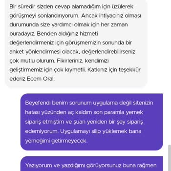 Getir Mağduriyetimi Çözmüyor. Sadece Tavsiye Veriyor.