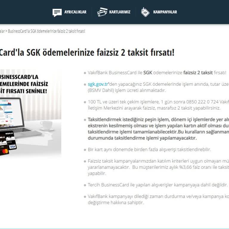 VakıfBank Kredi Kartı Taksit Kampanyası