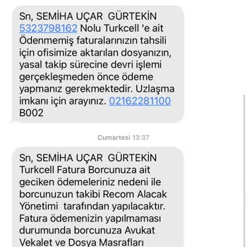 Turkcell Recom Alacak Adlı Şirketten Sürekli Mesajlar
