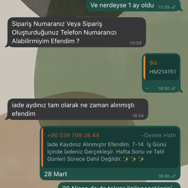 Hepsi Moda Para İadesi Yapılmadı