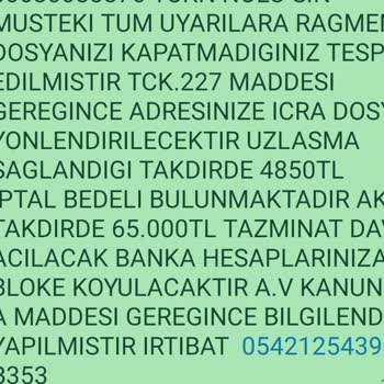 SOYDANSMNLIK (SMS) İcra İle İlgili Mesaj