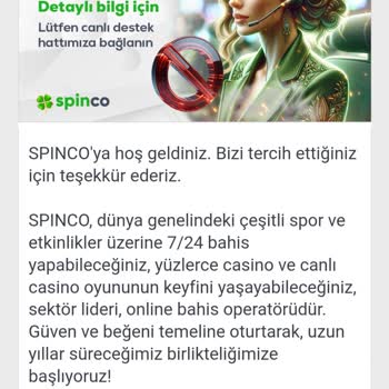 Spinco Çekim İptal Üyelik Kapattılar