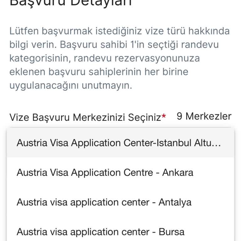 VFS Global Seçeneklerde Sadece Avusturya Çıkıyor