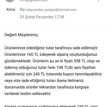 Gratis IBAN Attı Para Yatırdım Ama Ürün Yok