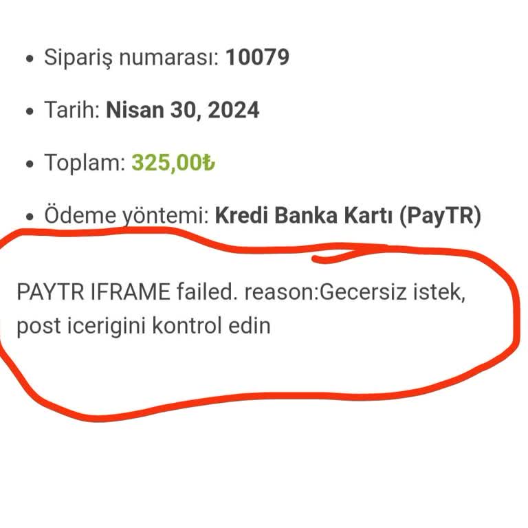 Paytr Web Site Ödeme Sorunu Yaşıyoruz