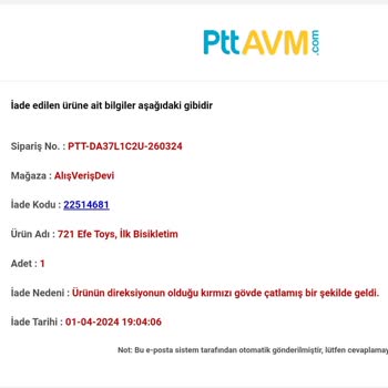 Epttavm 1 Aydır Ücret İadesini Yapmadı