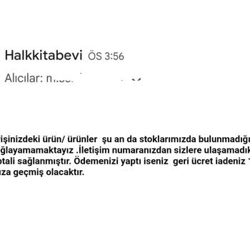 Halkkitabevi Stokta Olmayan Ürünü Satıp İptal Ediyorlar. Geç Dönüş Yapıyorlar.