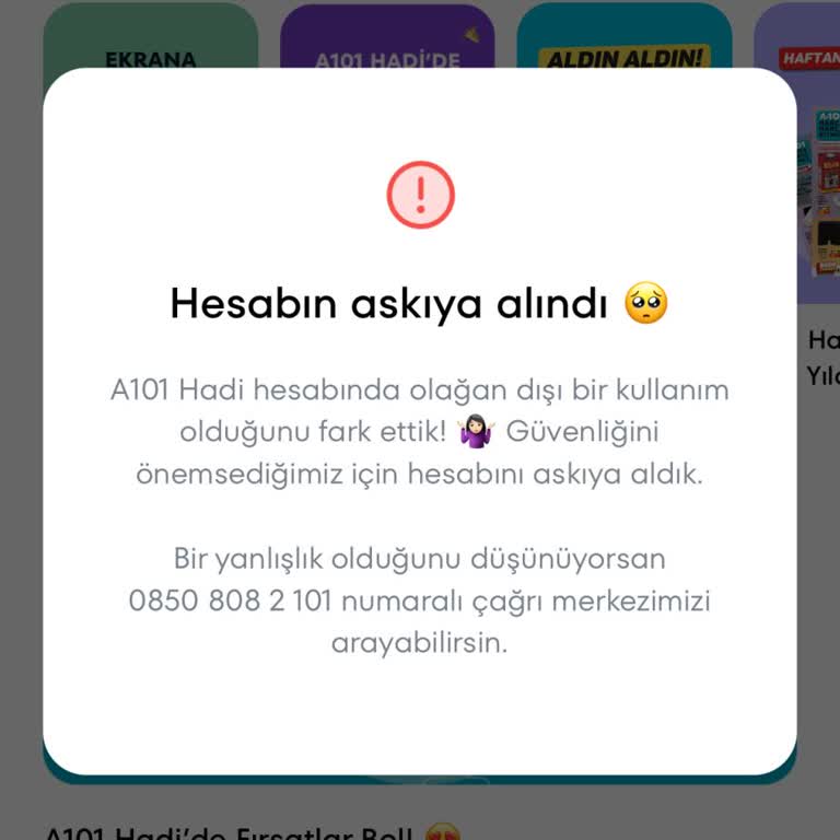A101 Hesabım Askıya Alındı