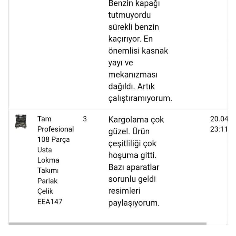 Ekinler El Aletleri Yorum Yayınlama Sorunu