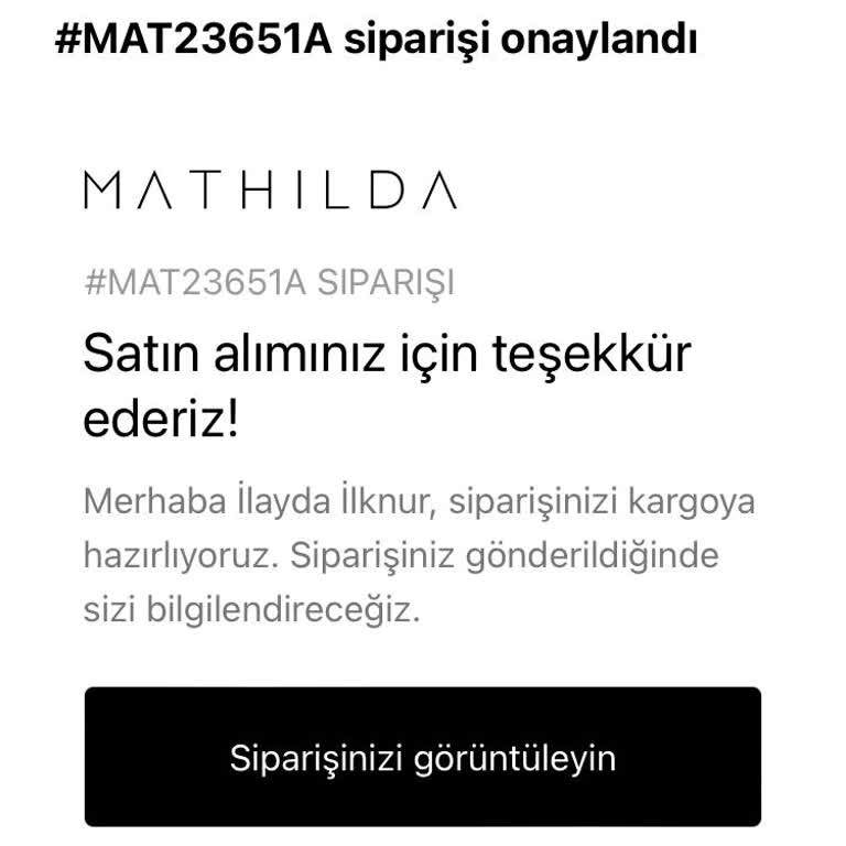 Mathilda Store Mathilda Ürünüm Gelmedi
