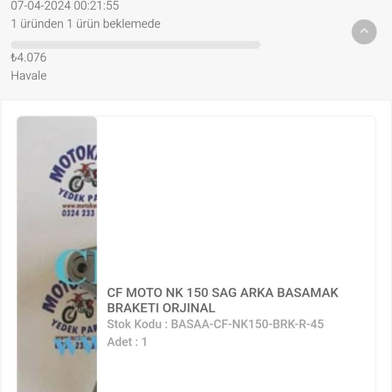 Motokaçar Yedek Parça İade Almıyor