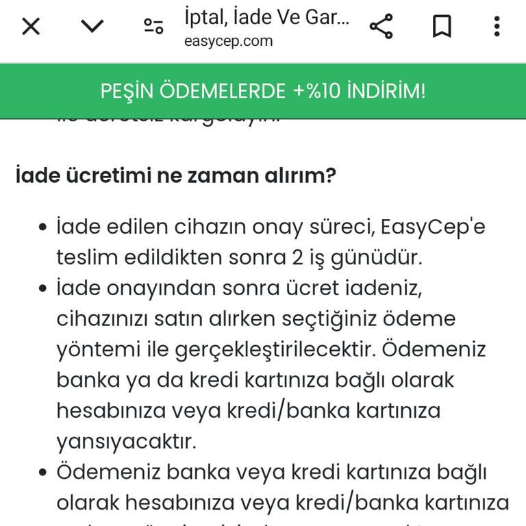 EasyCep İade İçin Sorunu Çıkarıyorlar