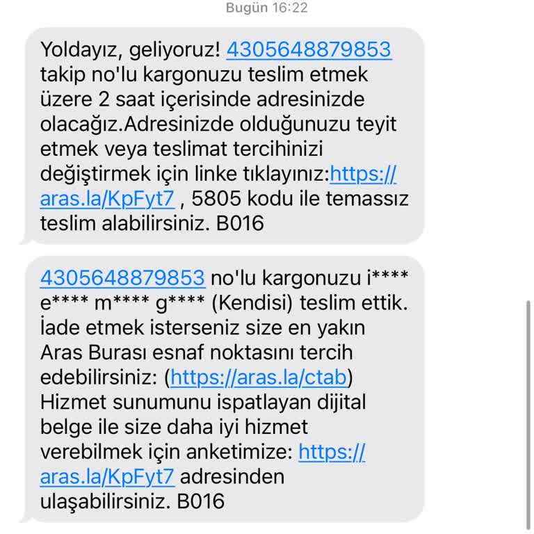 Aras Kargo Ürünümü Teslim Etmeden Teslim Edildi Diye Mesaj Atıyor.