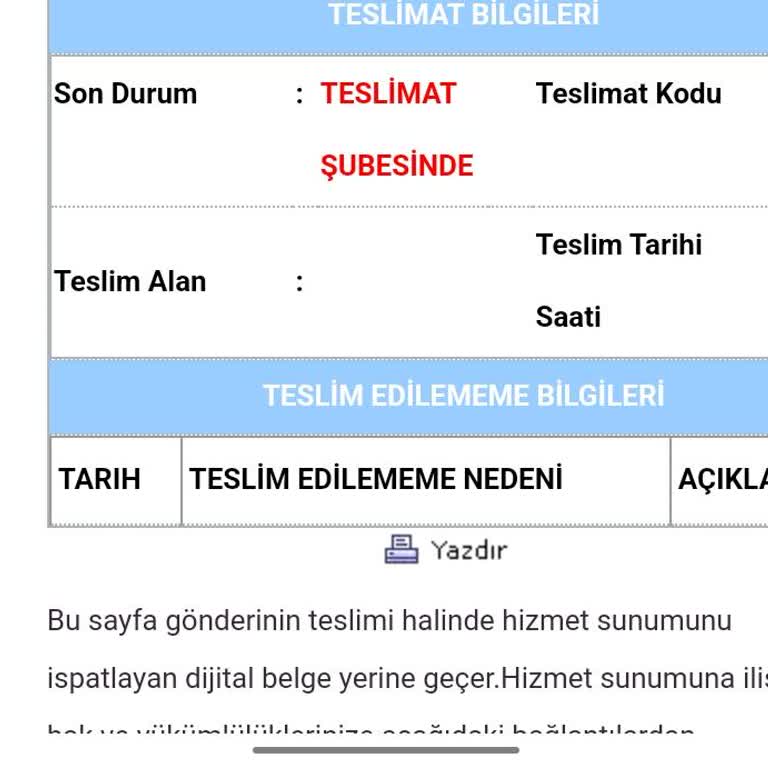 Aras Kargo'dan Açıklama Bekliyorum