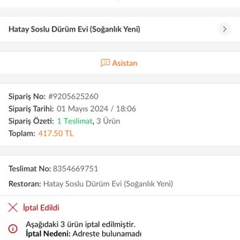 Trendyol Yemek Ve Hatay Soslu Dürüm Evi 400 TL'mizi Yedi
