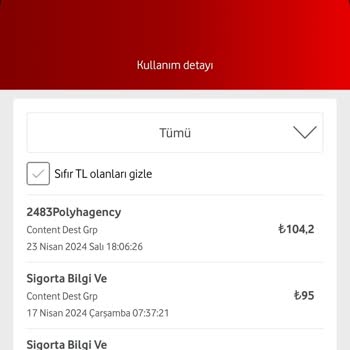 Vodafone Onayım Olmayan Tahsilatlar.