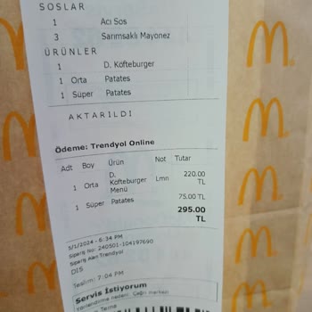 Trendyol Yemek McDonald's Siparişin Baştan Savma Hamburgeri