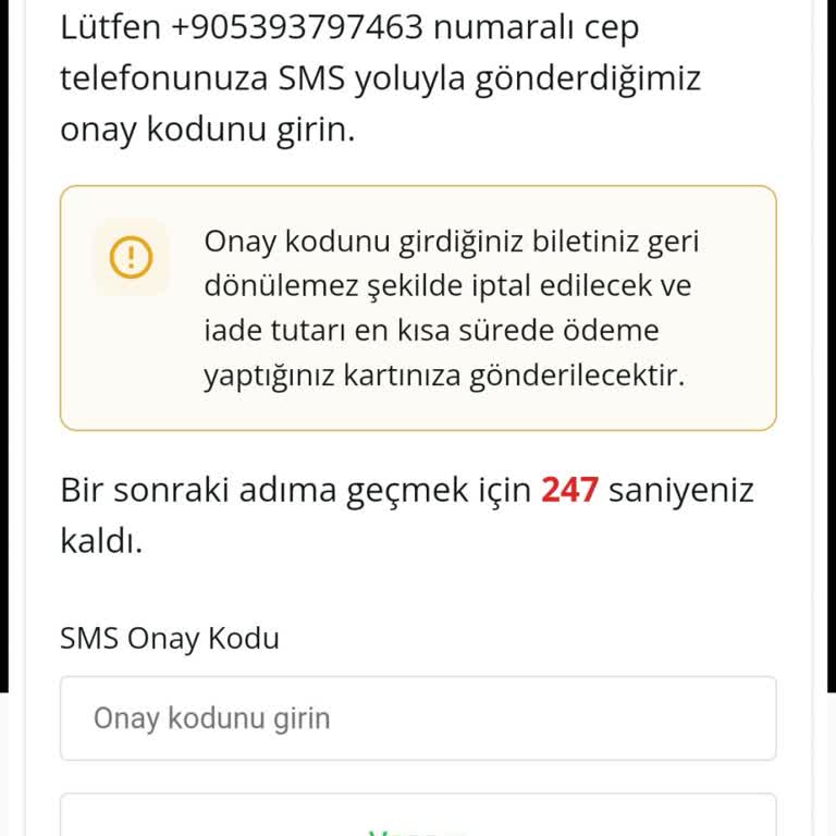Enuygun.com Bilet İptali İçin SMS Alamıyorum