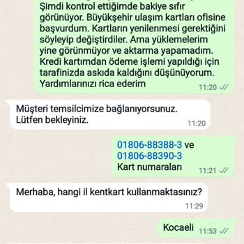 Kentkart Yükleme Zaman Aşımı Deyip İade Veya Aktarma Yapılmıyor
