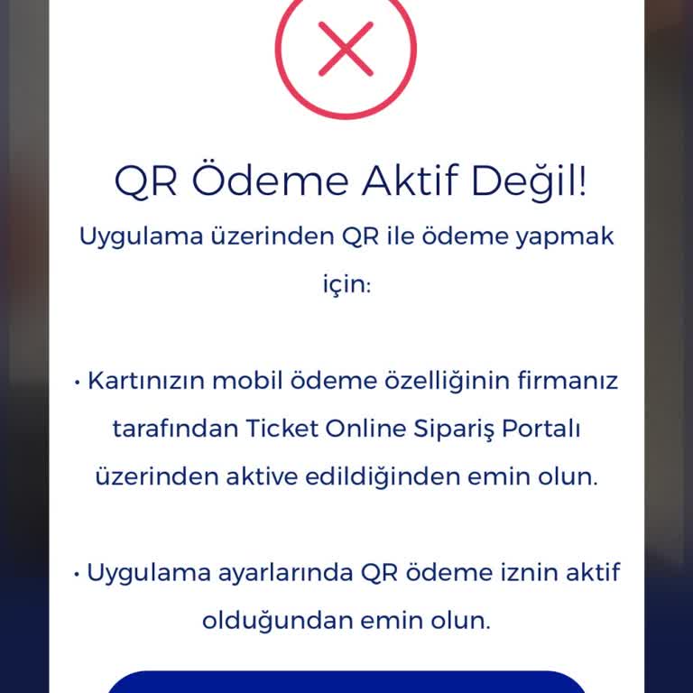 Ticket Restaurant QR Ödeme Kabul Olmuyor