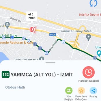 Kocaeli Büyükşehir Belediyesi 41 J 7084 Plaka Hat 152 Belediye Otobüsü Güzergah Dışından Gitti